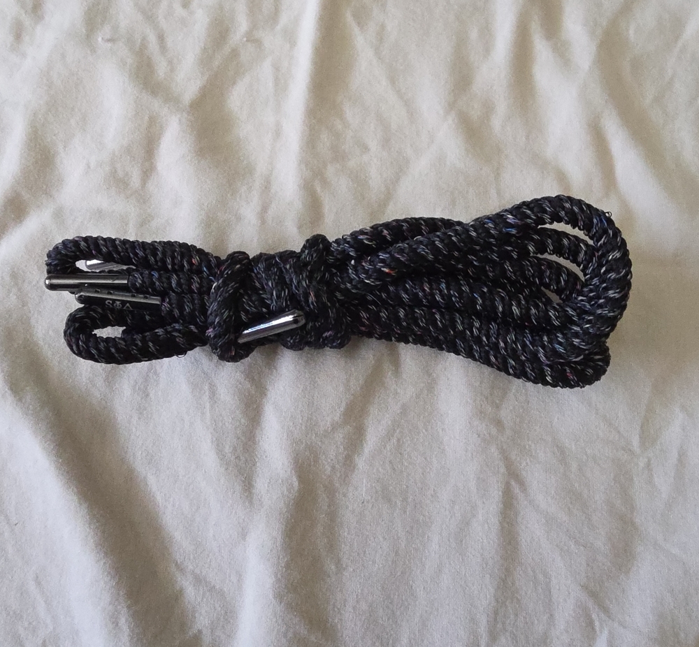 Premium Black Braided Rope Shoelaces with Metal Aglets